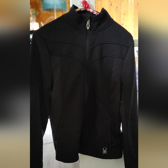 Spyder black zipped up jacket size medium - Picture 2 of 8